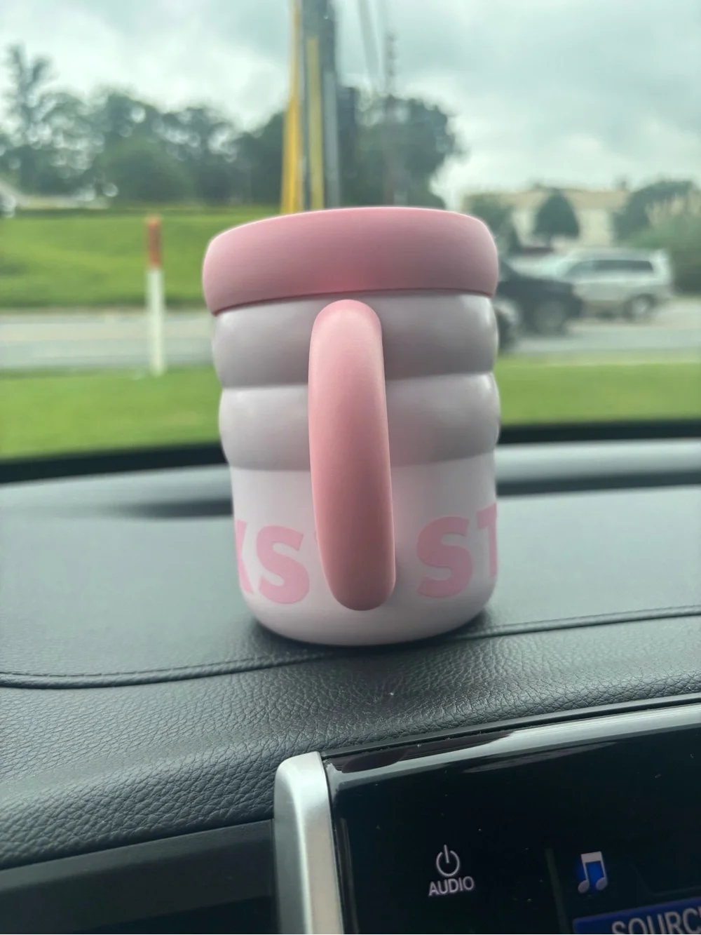 Starbucks Pink Ridged Insulated Mug with Handle